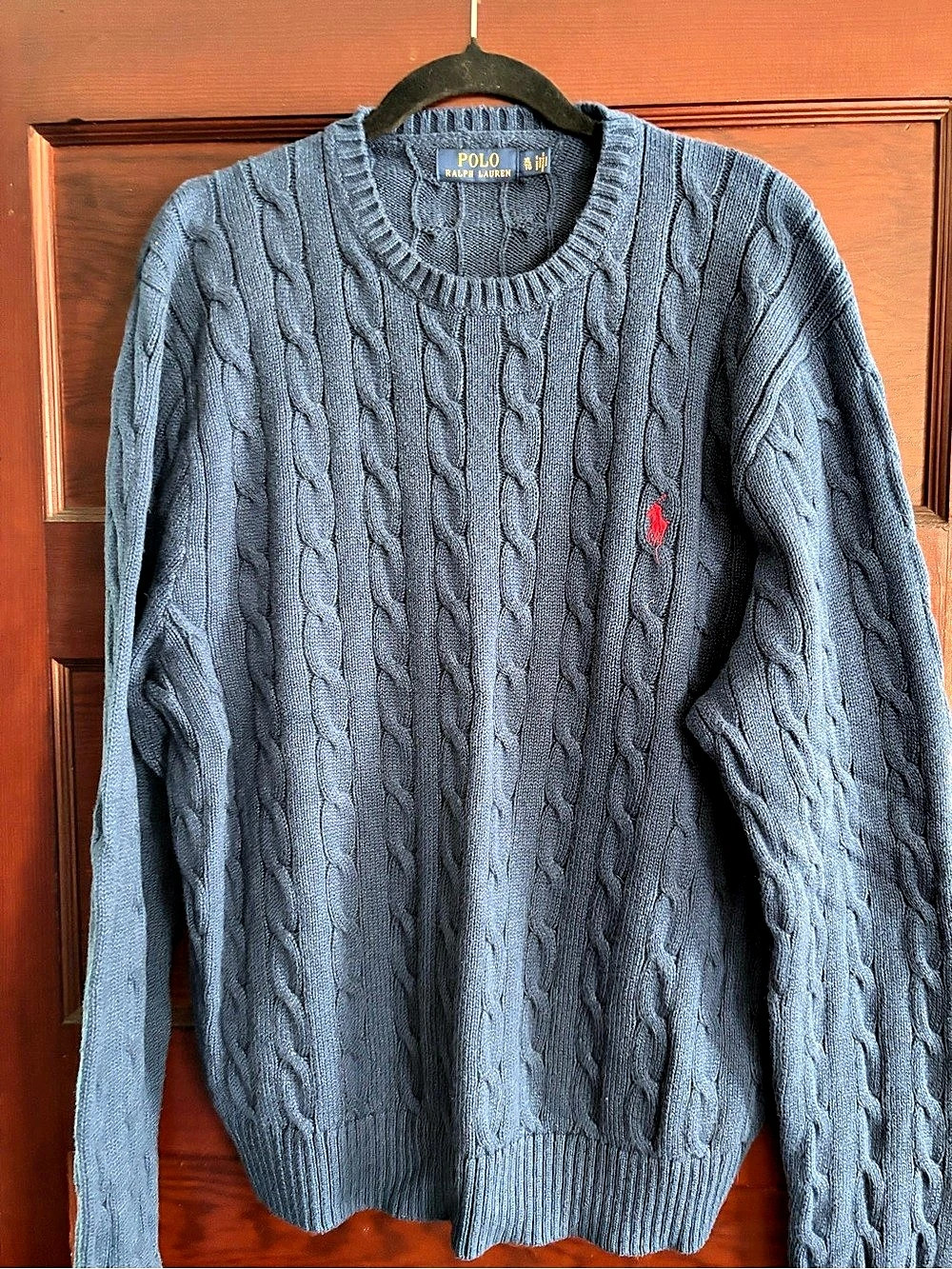 Polo Ralph Lauren Cable-Knit Cotton Crewneck Sweater Blue XL